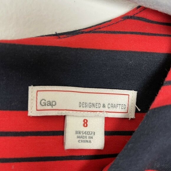 Gap Red Blue Striped Long Sleeve A-Line Dress Size 8 - Picture 4 of 8